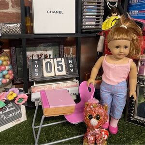 American girl doll and desk and Ty